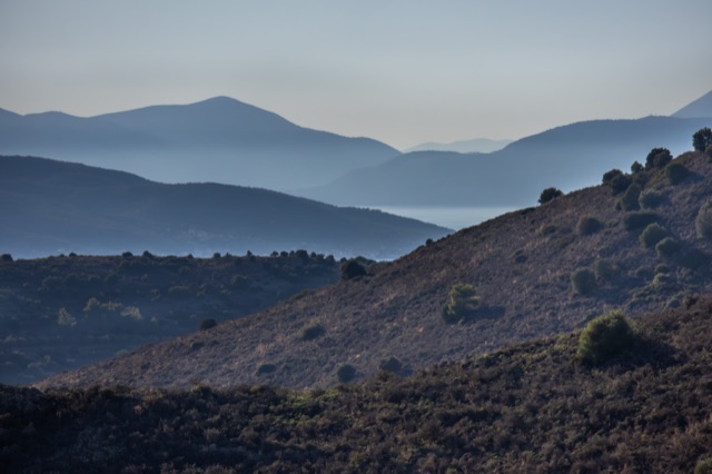 Aegina Hazy Mountain Layers Sea View