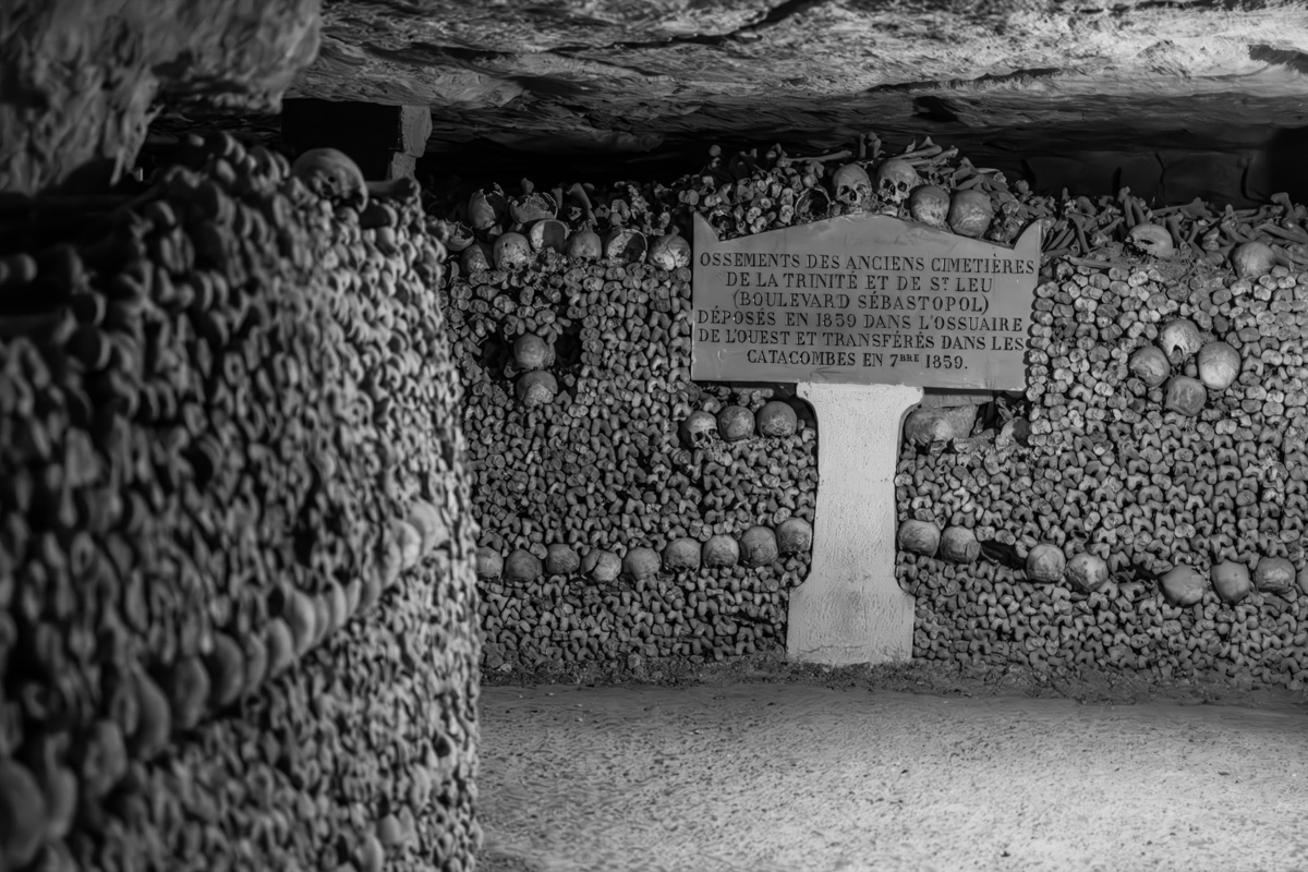 Catacombs Paris Ossuary Plaque Bone Walls