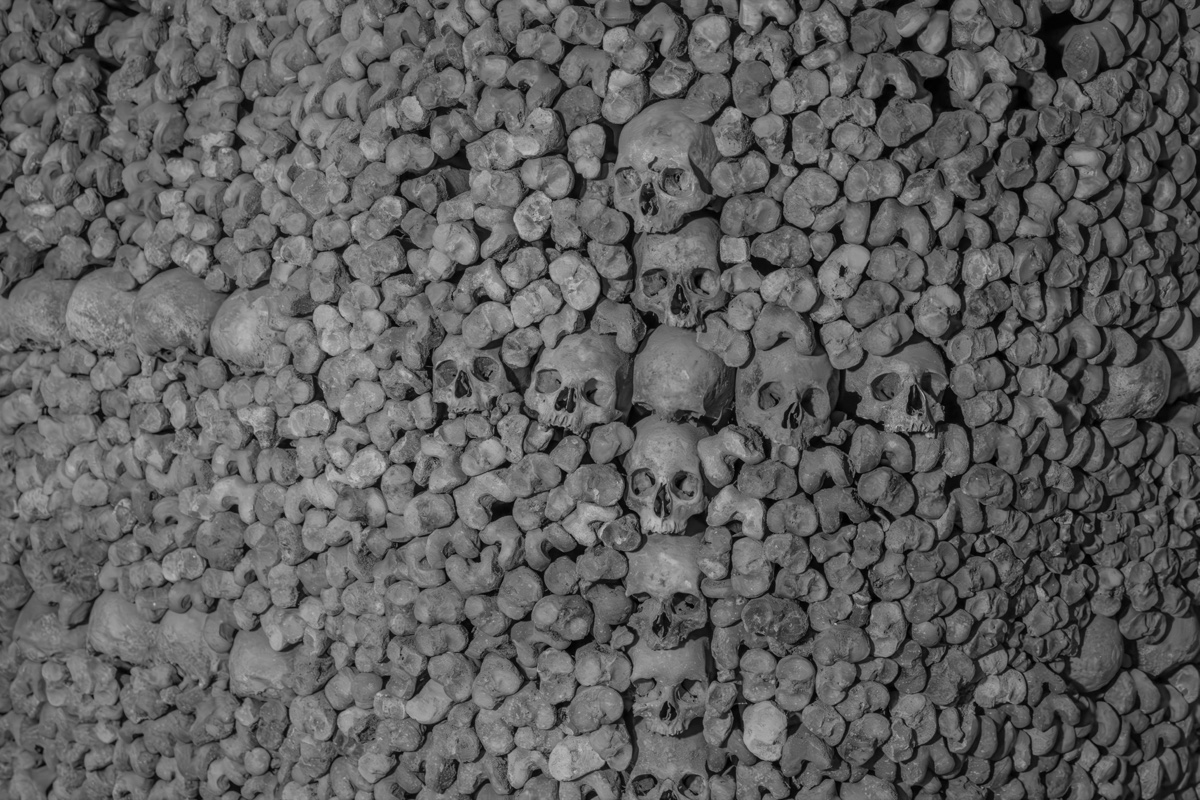 Catacombs Paris Skull Cross Pattern Wall