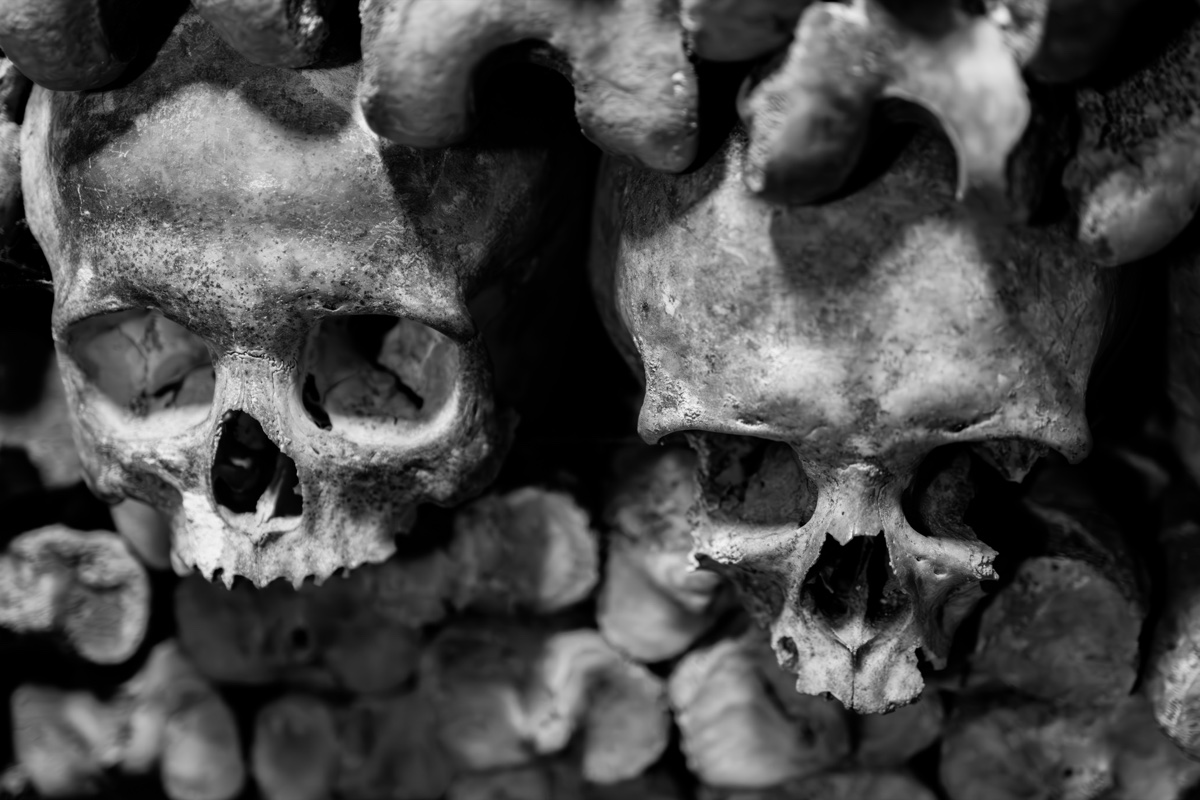 Catacombs Paris Two Skulls Closeup