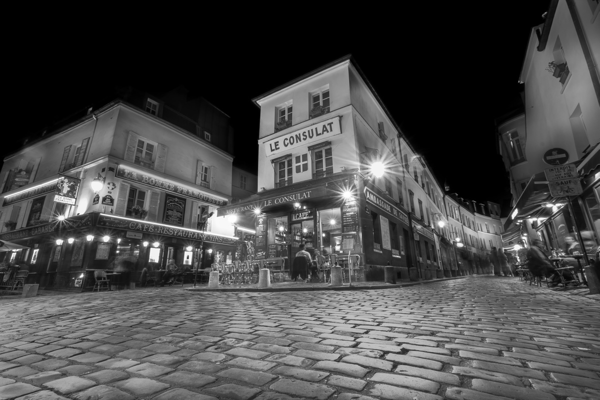 Montmartre Le Consulat Cafe Night Bw