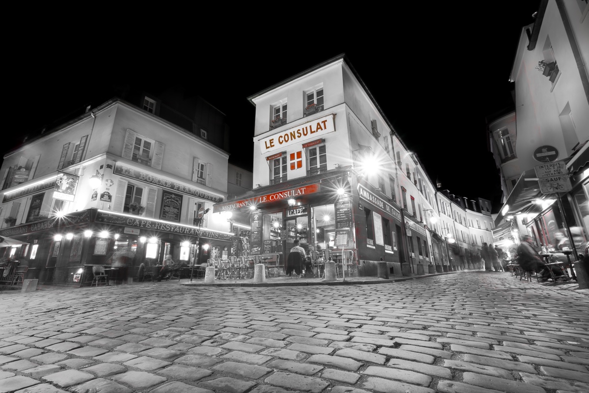 Montmartre Le Consulat Cafe Night Red Accent