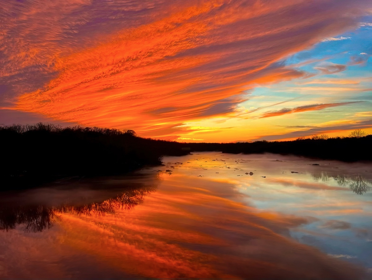 Richmond James River Fiery Sunset Reflection