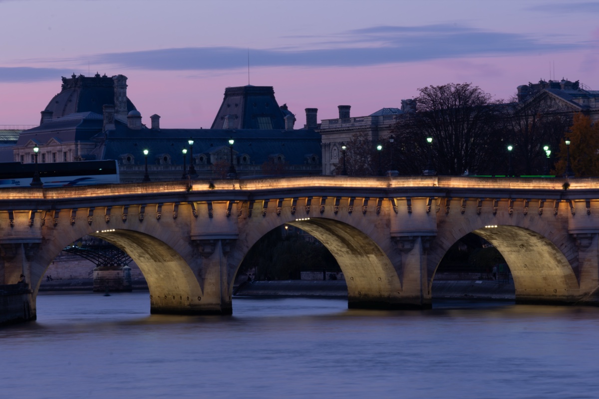 Seine Stone Bridge Dusk Lamps